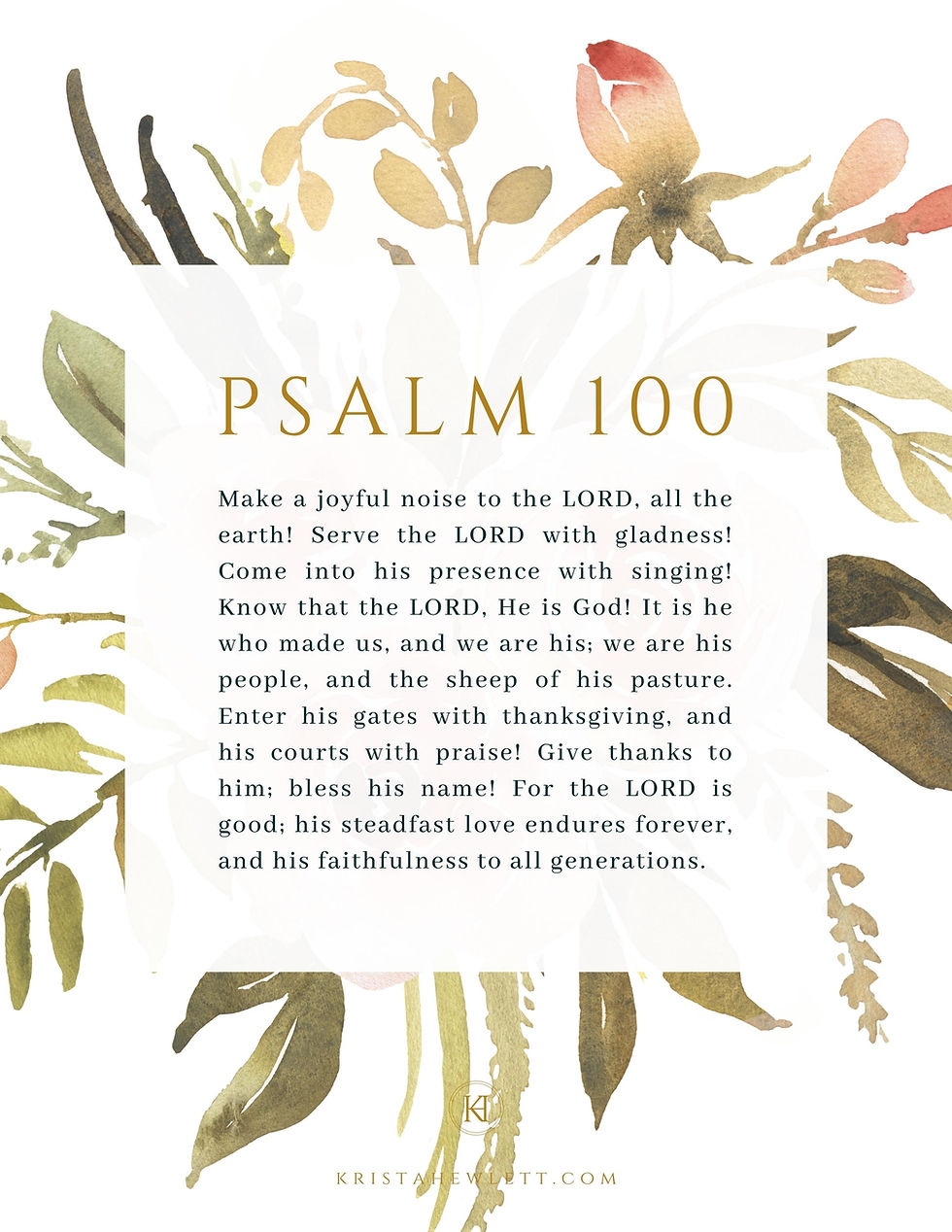 Psalm 100 1 Free Printable Worksheets November 1 7 Memory Verse 3 Designs Krista Hewlett