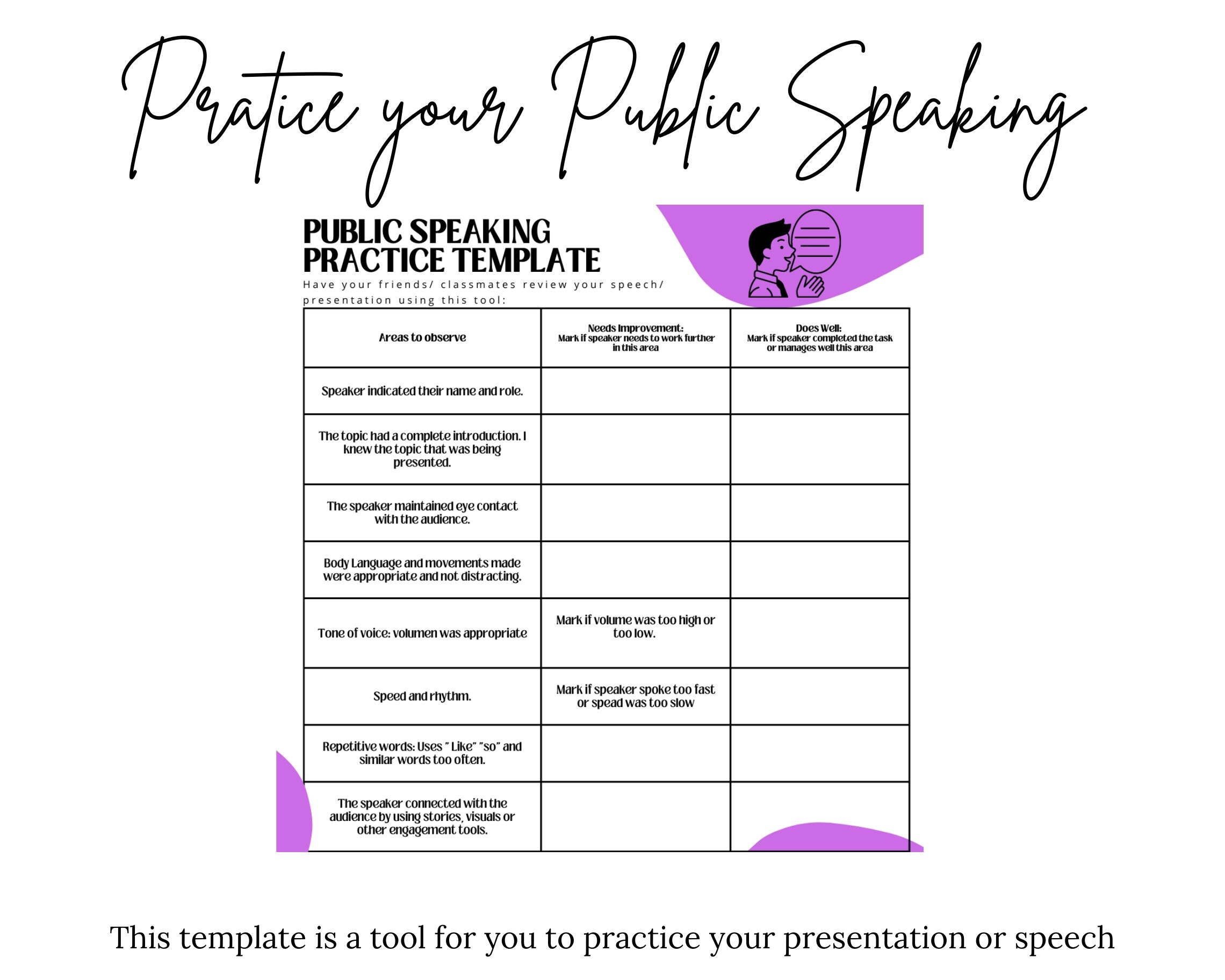 Public Speaking Worksheets Printable