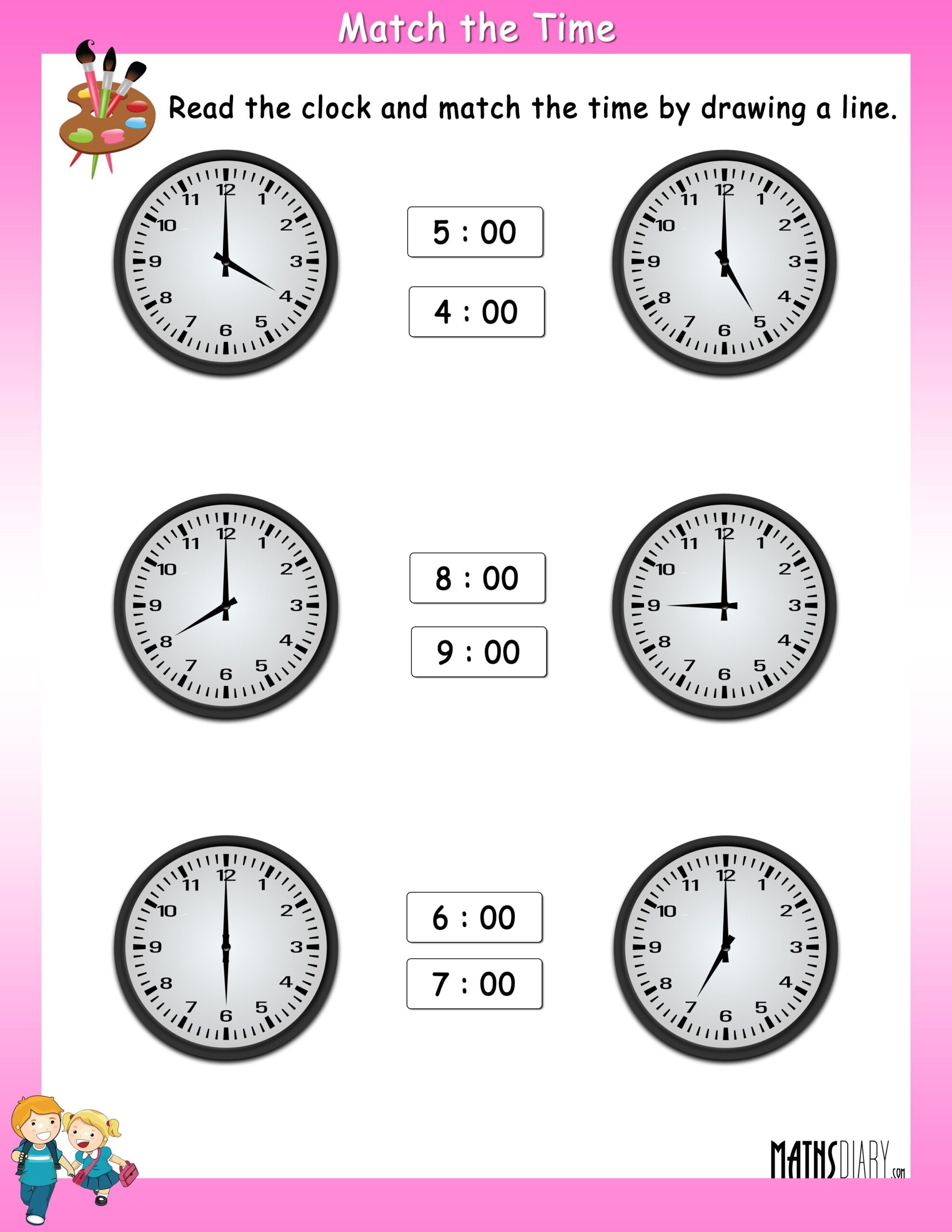 Read The Clock And Match With The Given Time Worksheets Math Worksheets MathsDiary