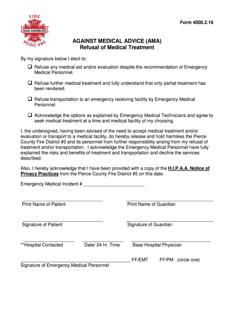 Refusal Of Treatment Form Pdf Fill Out Sign Online DocHub