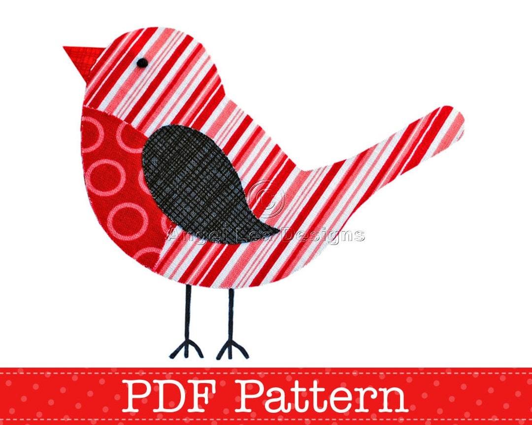 Robin Applique Template PDF Pattern Christmas Robin Bird Animal Applique Design By Angel Lea Designs Instant Download Digital Pattern Etsy