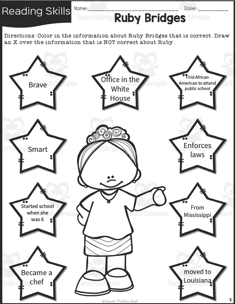 Ruby Bridges History Packet For 2nd 3rd Grade By Teach Simple