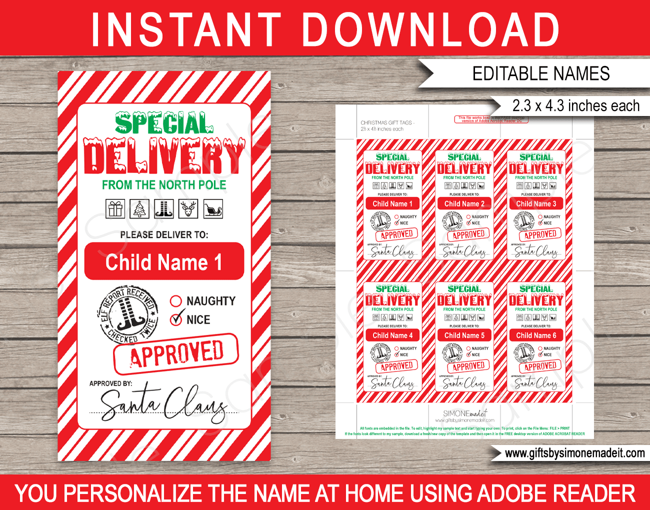 Santa Special Delivery Gift Tags Template Printable Christmas Labels