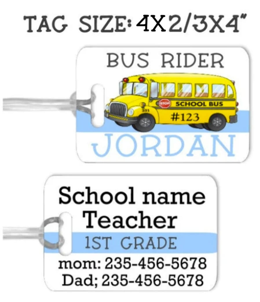 School Bus Bag Tag Etsy