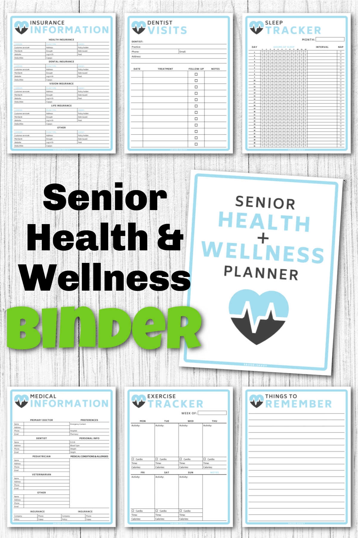 Senior Medical Wellness Planner Printables 44 Pages Savor Savvy
