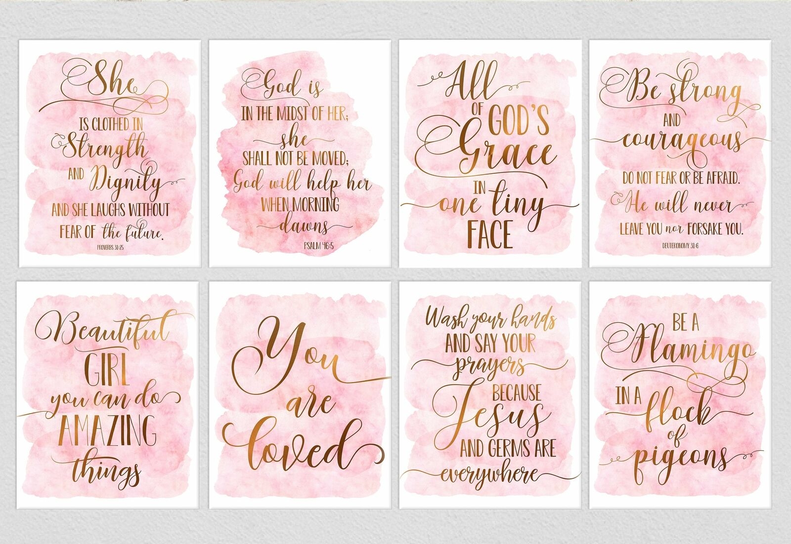 Set Of 8 Prints Nursery Printable Wall Art Pink Decor Girl Nursery Room Wall Art EBay
