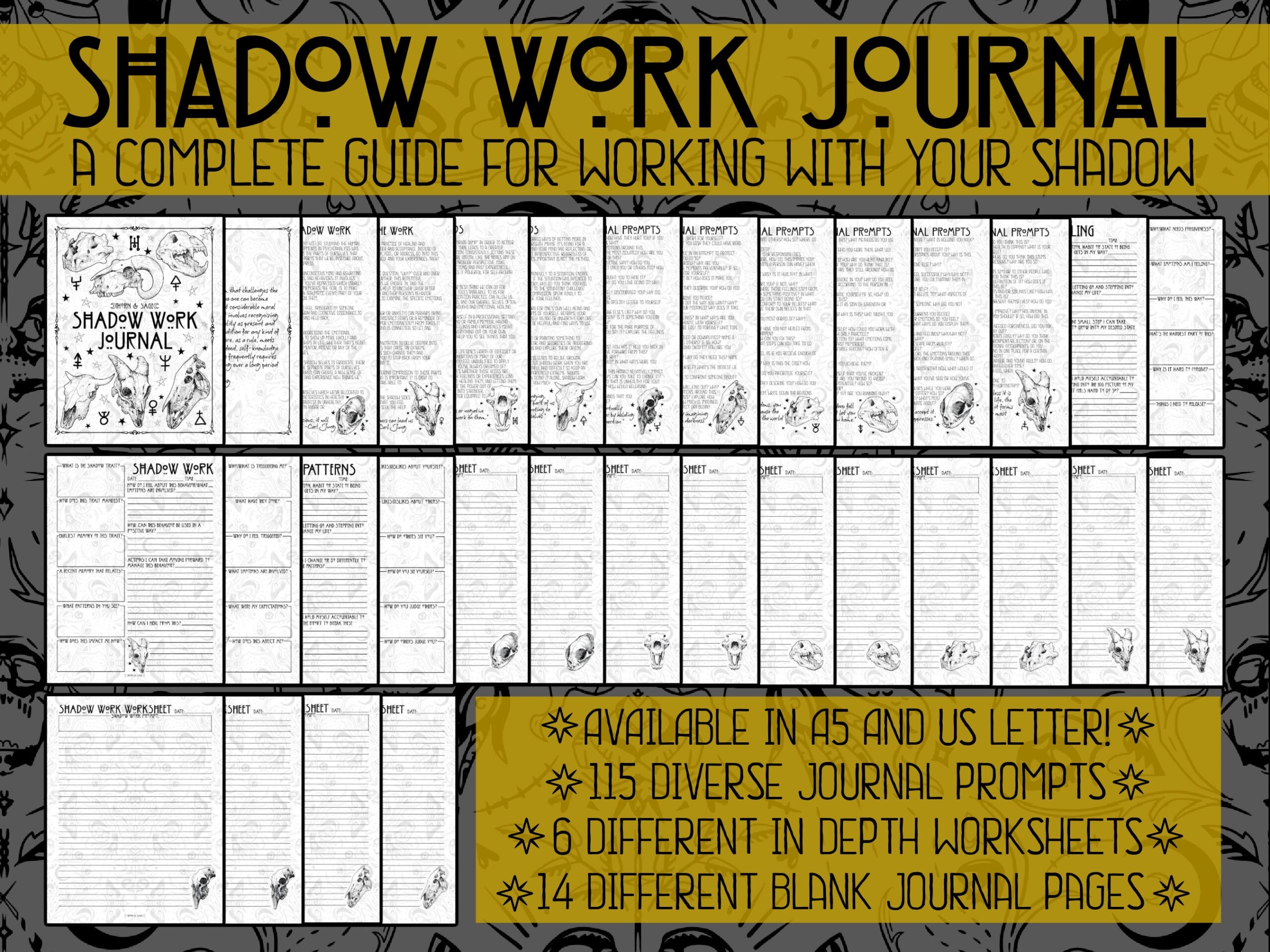 Shadow Work Journal Printable Workbook 115 Diverse Journal Prompts Printable Pages Instant Download Etsy
