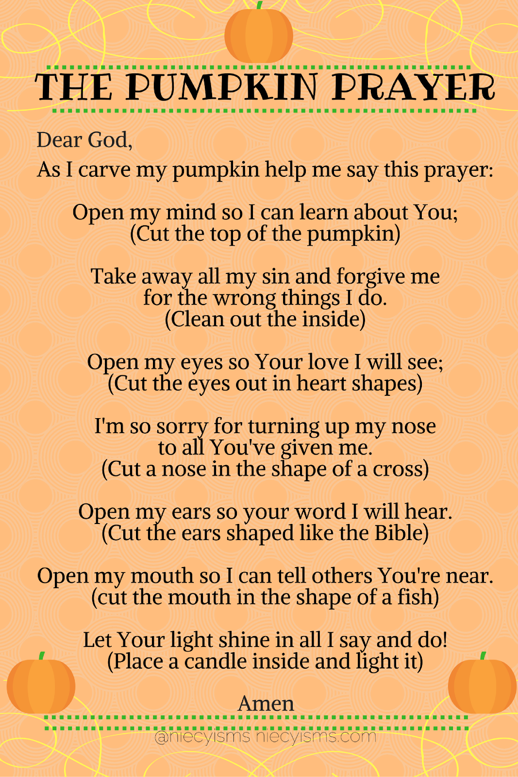 Free Printable Pumpkin Prayer Printable