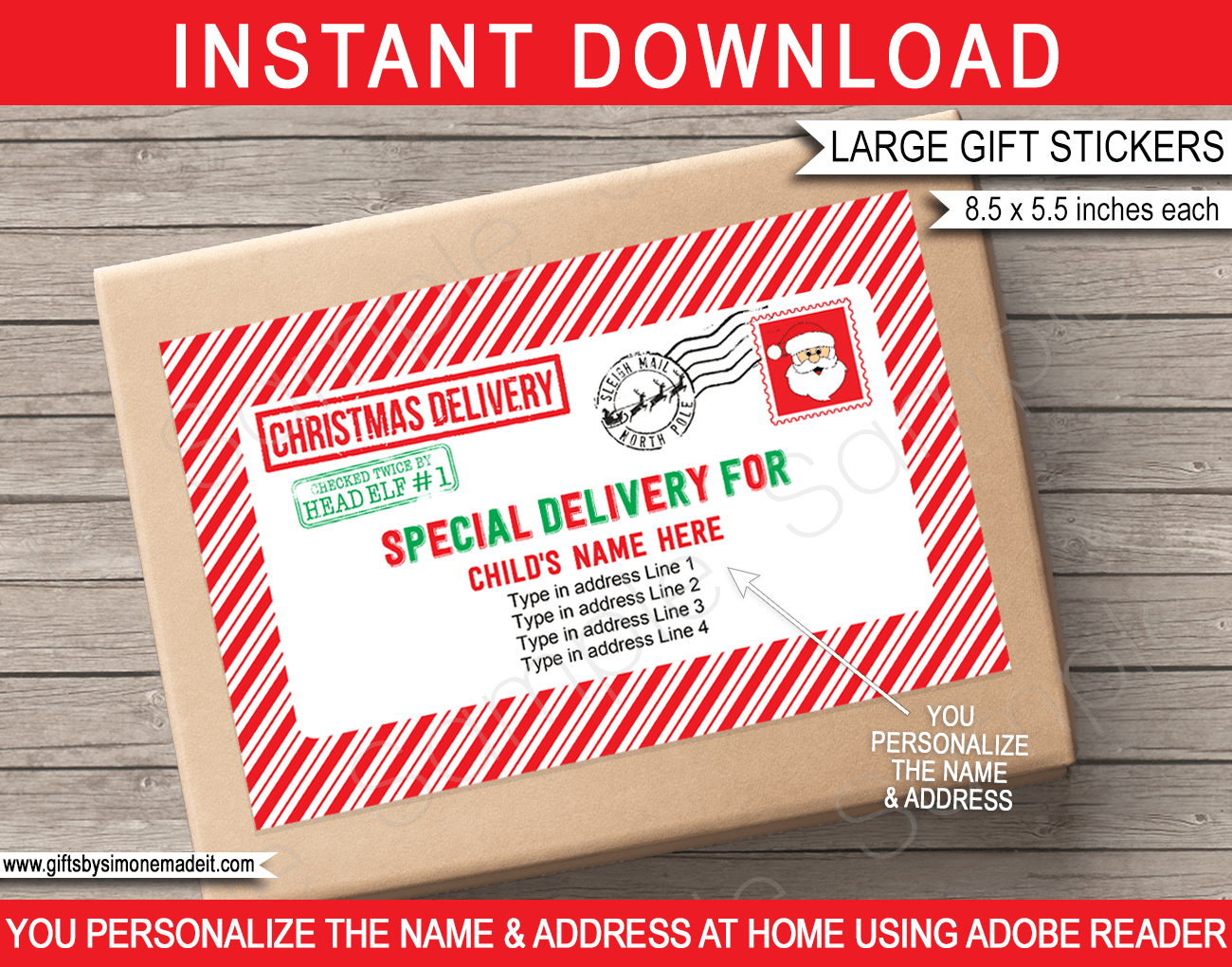 Sleigh Mail Gift Stickers Template Christmas Labels From The North Pole