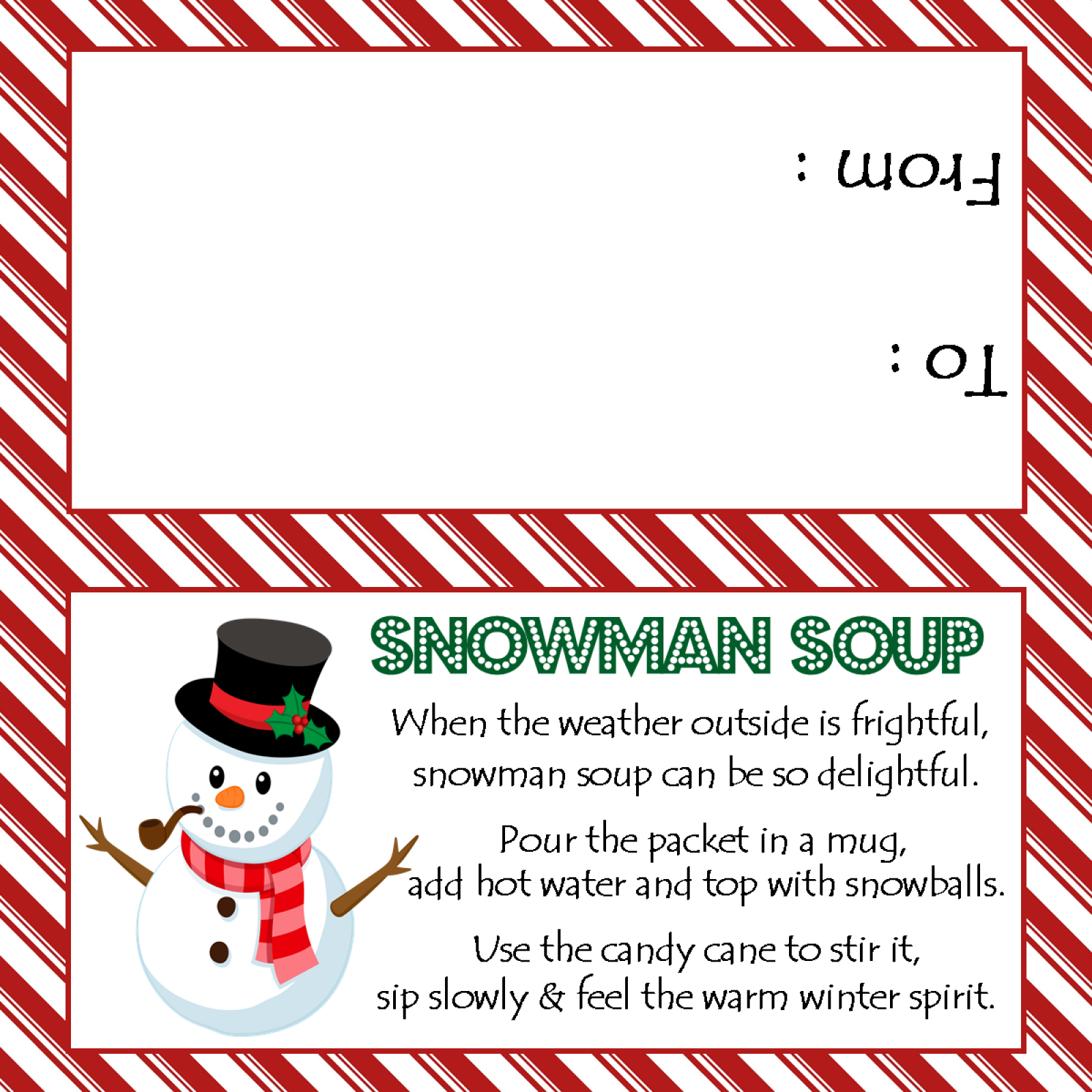Snowman Soup Treat Bag Topper Winter Birthday Favors Sweetdesignsbyregan