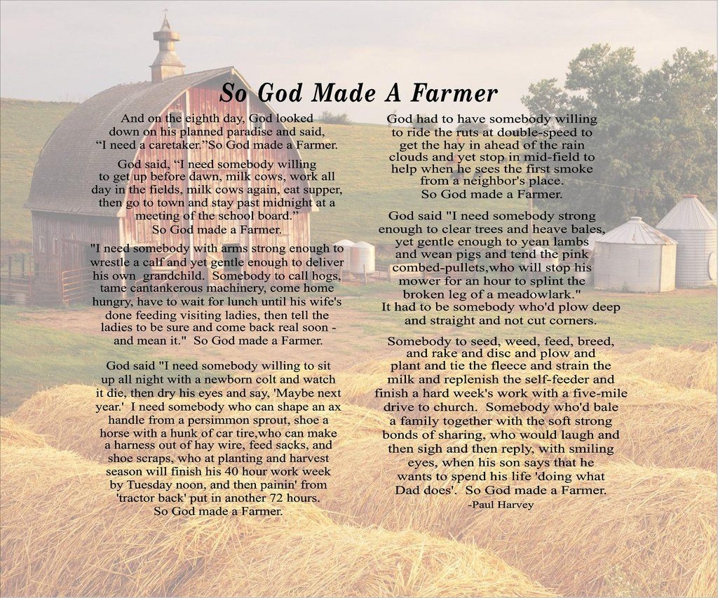 So God Made A Farmer Custom Photo Canvas Farmer Paul Harvey Quotes Farmer Poem