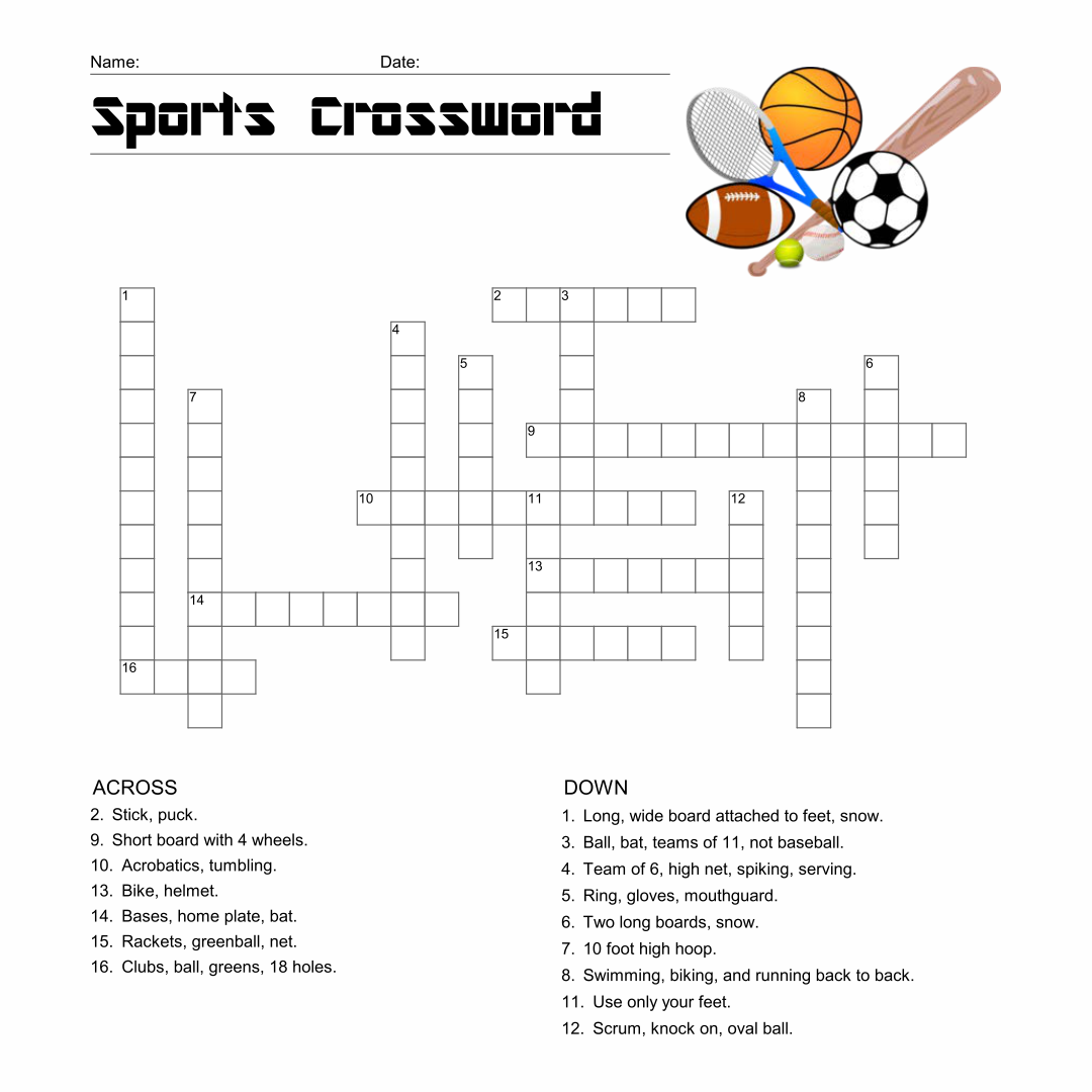 Sports Crossword Worksheets Sports Crossword Crossword English Writing Skills