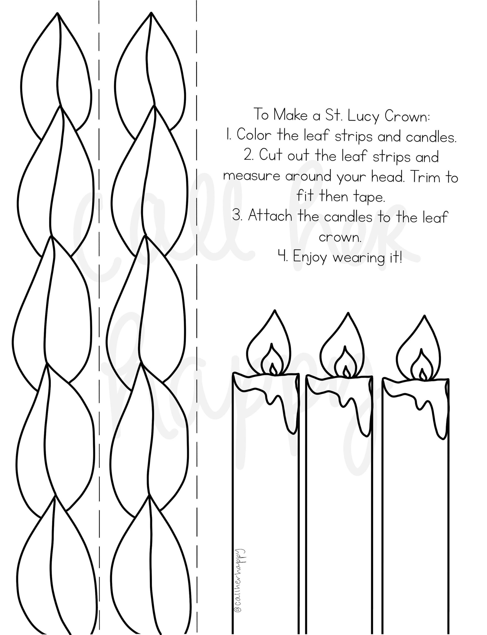 St Lucy Crown Christmas Printable Coloring Page Sheet Lazy Liturgical Year Catholic Resources For Kids Feast Day Prayer Activities Jesus Etsy