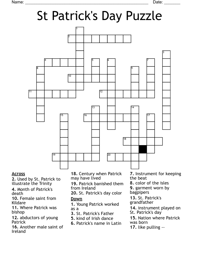St Patrick Crossword WordMint