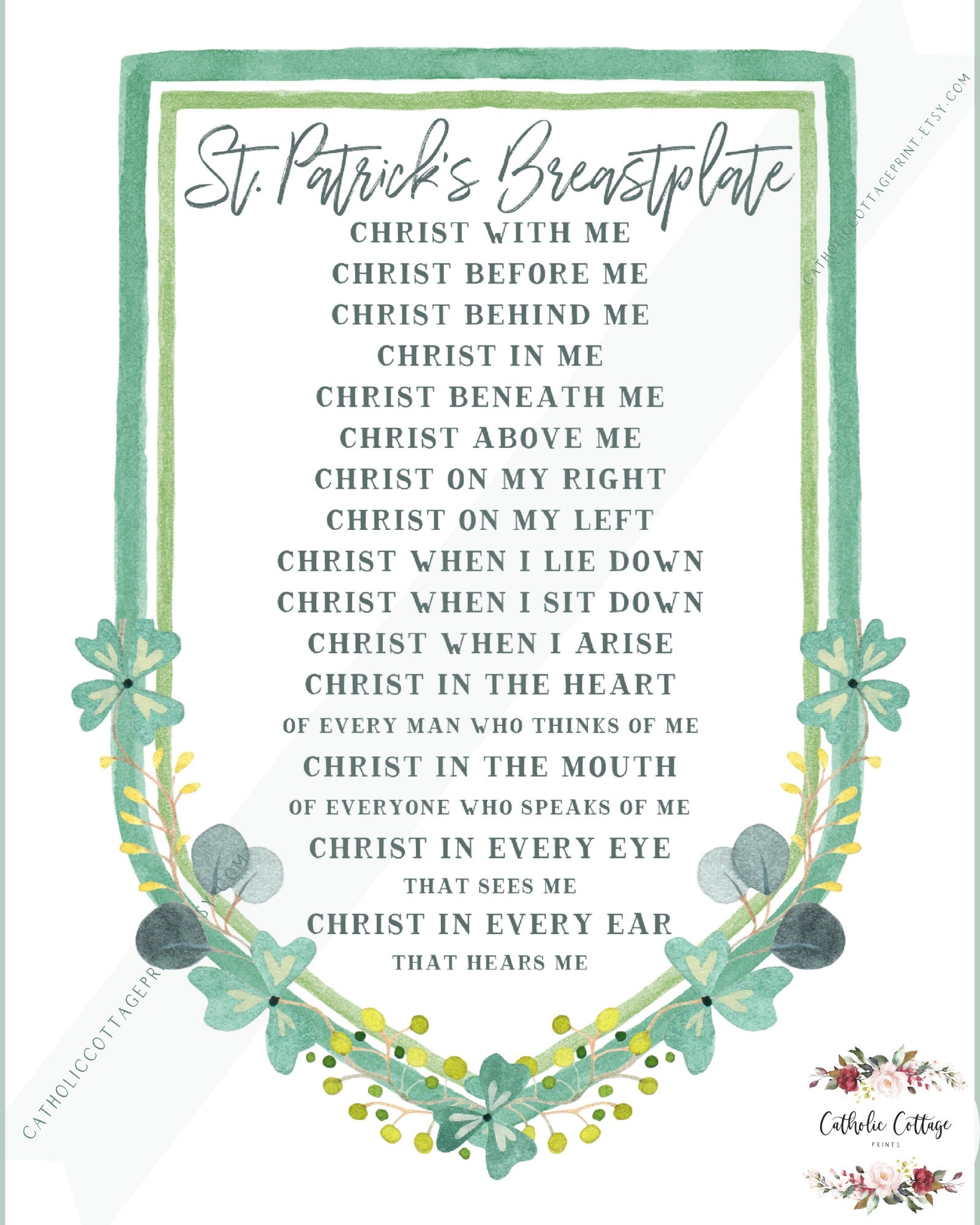 St Patrick s Breastplate Printable Christ With Me Christ Before Me Christ Behind Me Digital Download