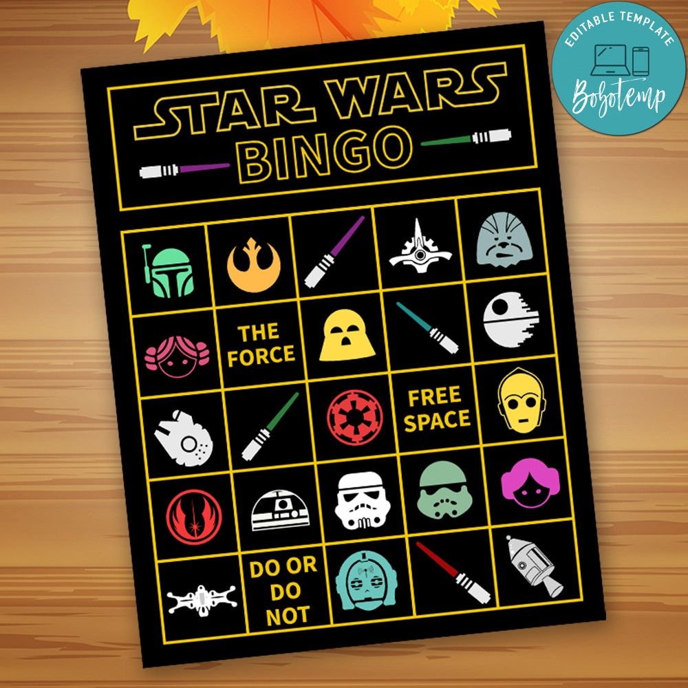 Star Wars Bingo Customizable Template Instant Download Bobotemp
