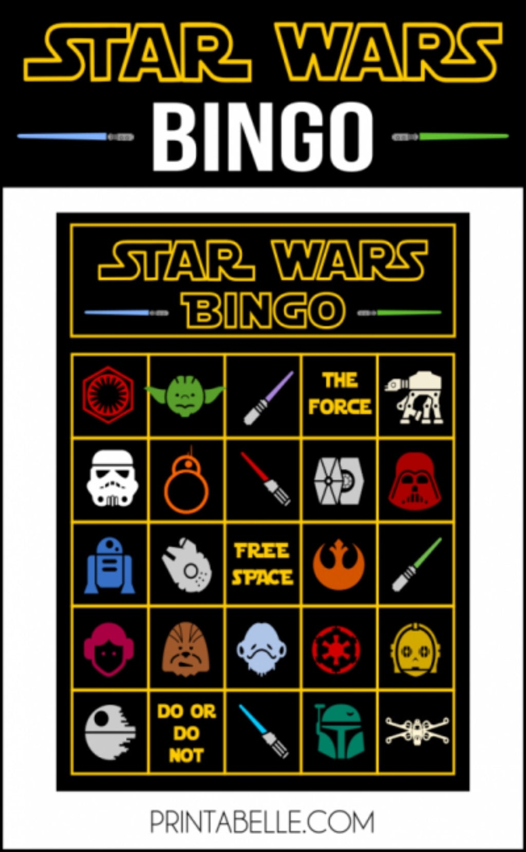 Star Wars Inspired Bingo Game Printable INSTANT DOWNLOAD Pdf Digital Files Great For A Birthday Party After School And More Etsy