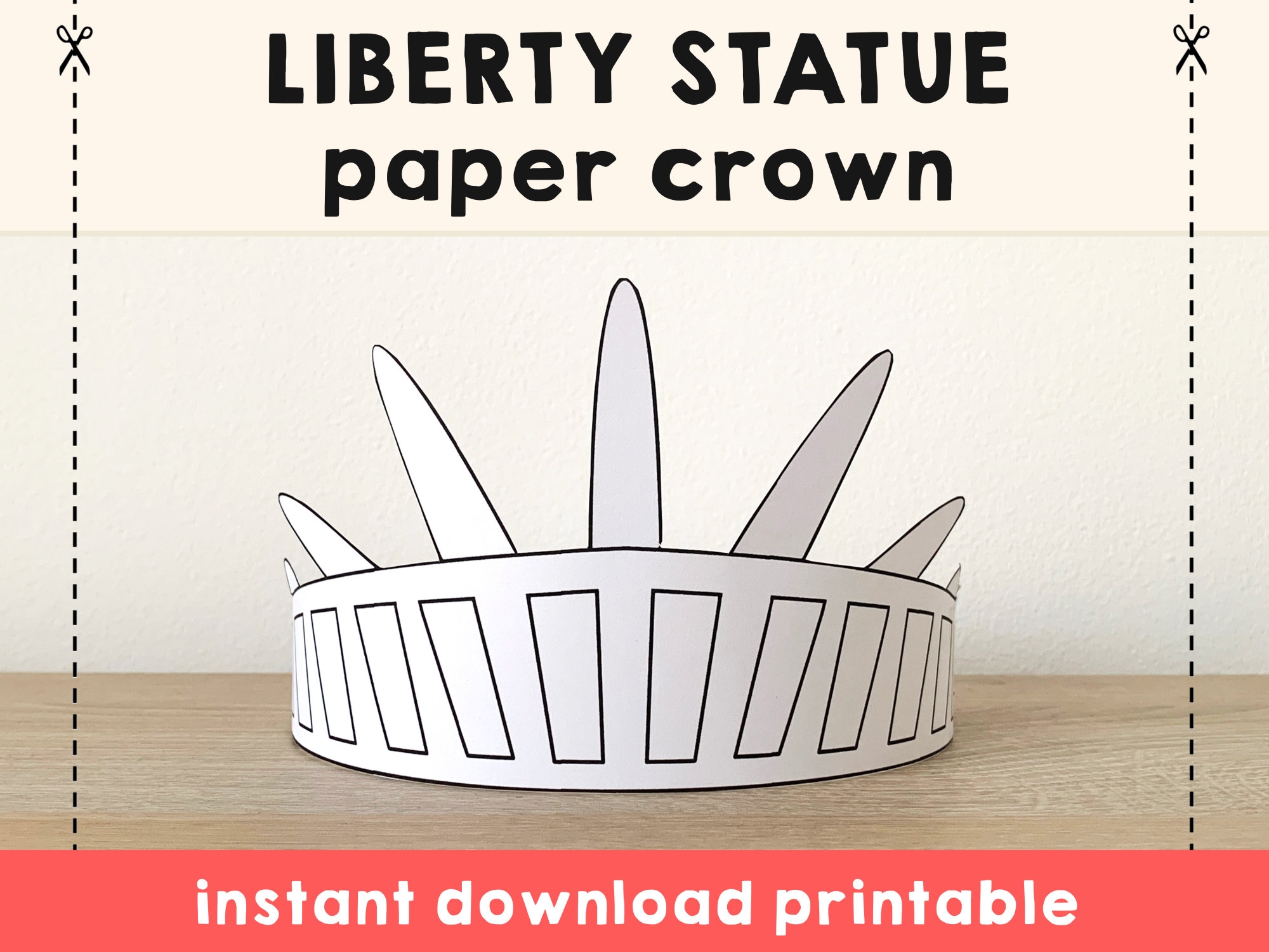 Statue Of Liberty Paper Crown Coloring Printable Kids Craft Birthday Party Printable Favor America Costume DIY Printable Instant Download Etsy Denmark