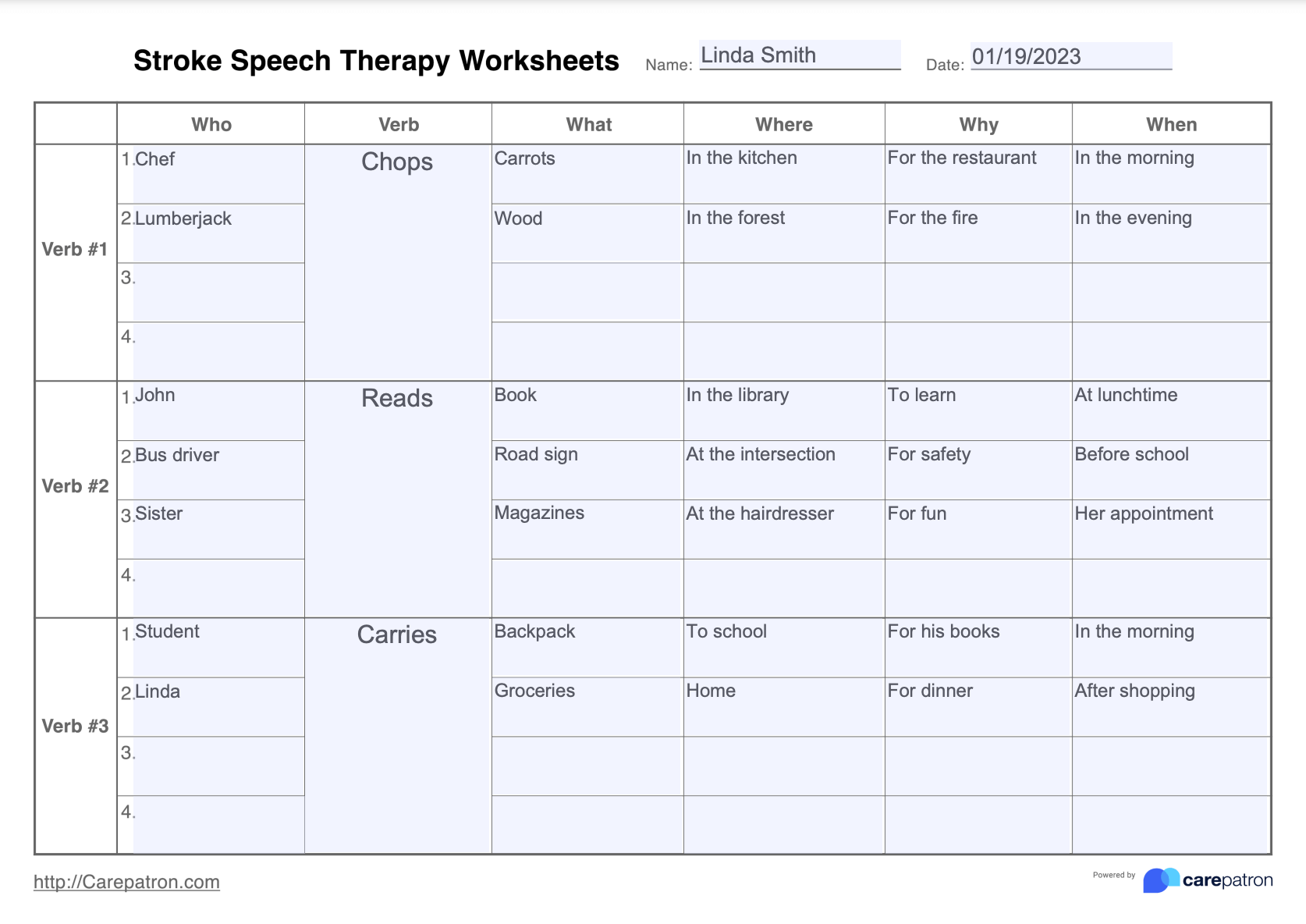 Stroke Speech Therapy Worksheet Example Free PDF Download