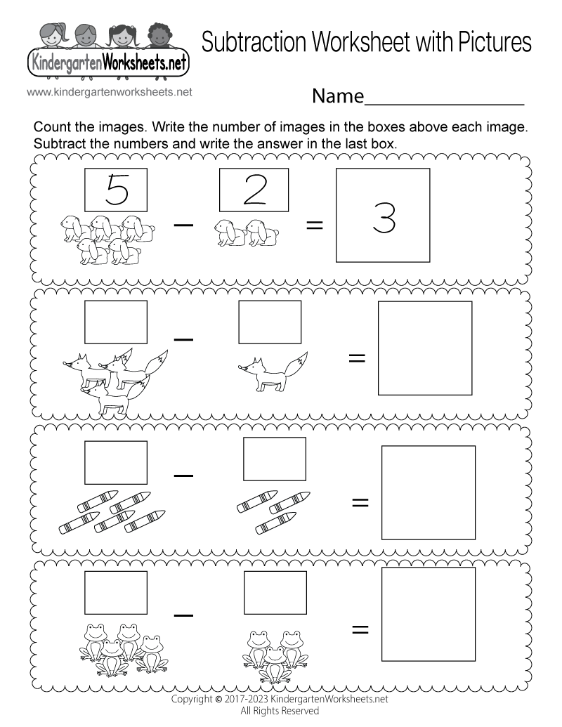 Subtraction Worksheet With Pictures Free Printable Digital PDF