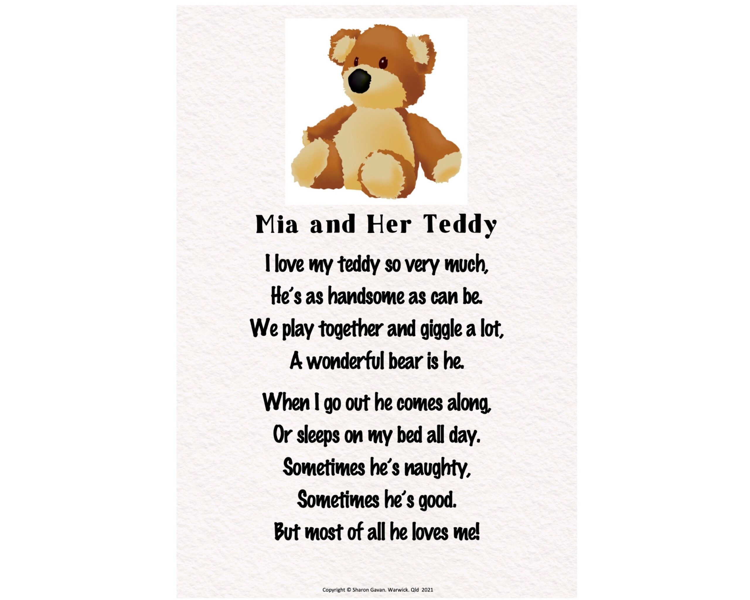 Teddy Bear Poem Etsy