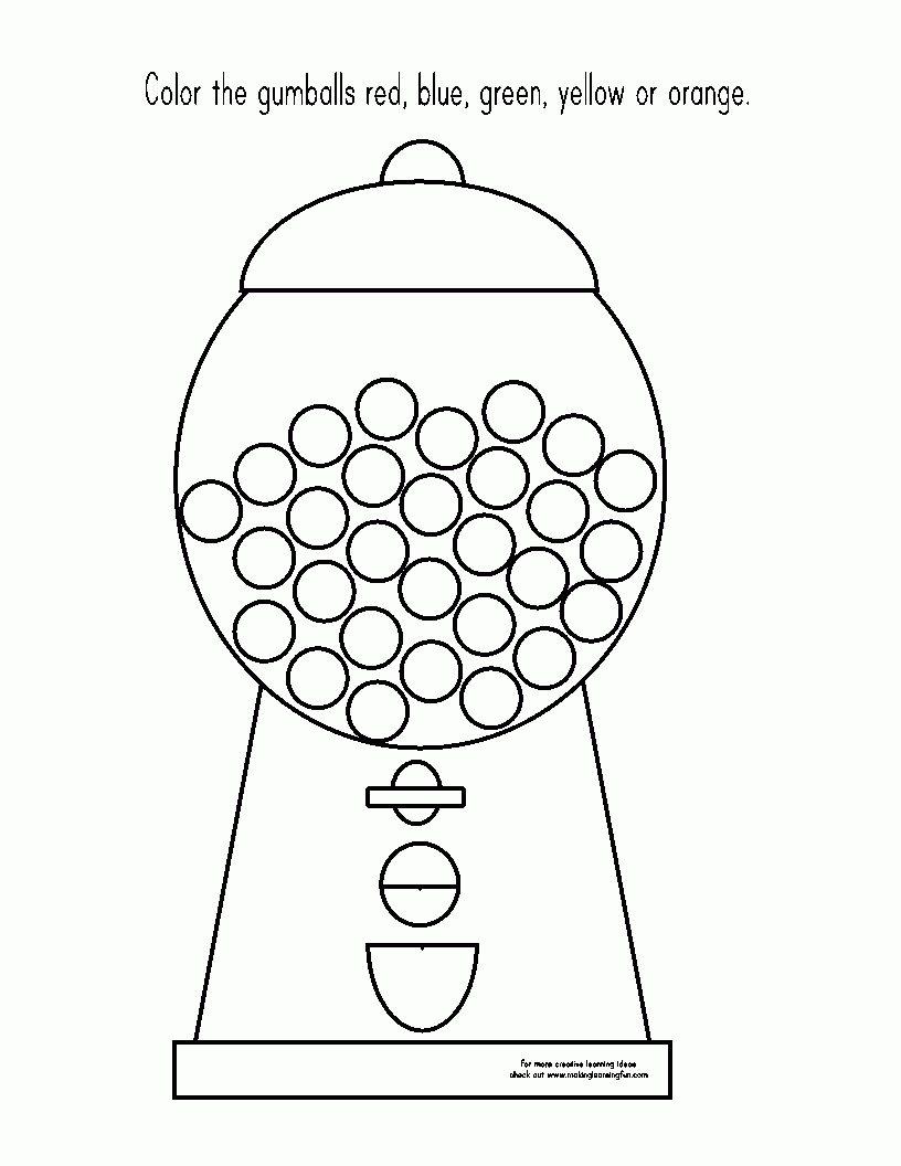 Template Printing Bubble Gum Machine Learning Printables Do A Dot