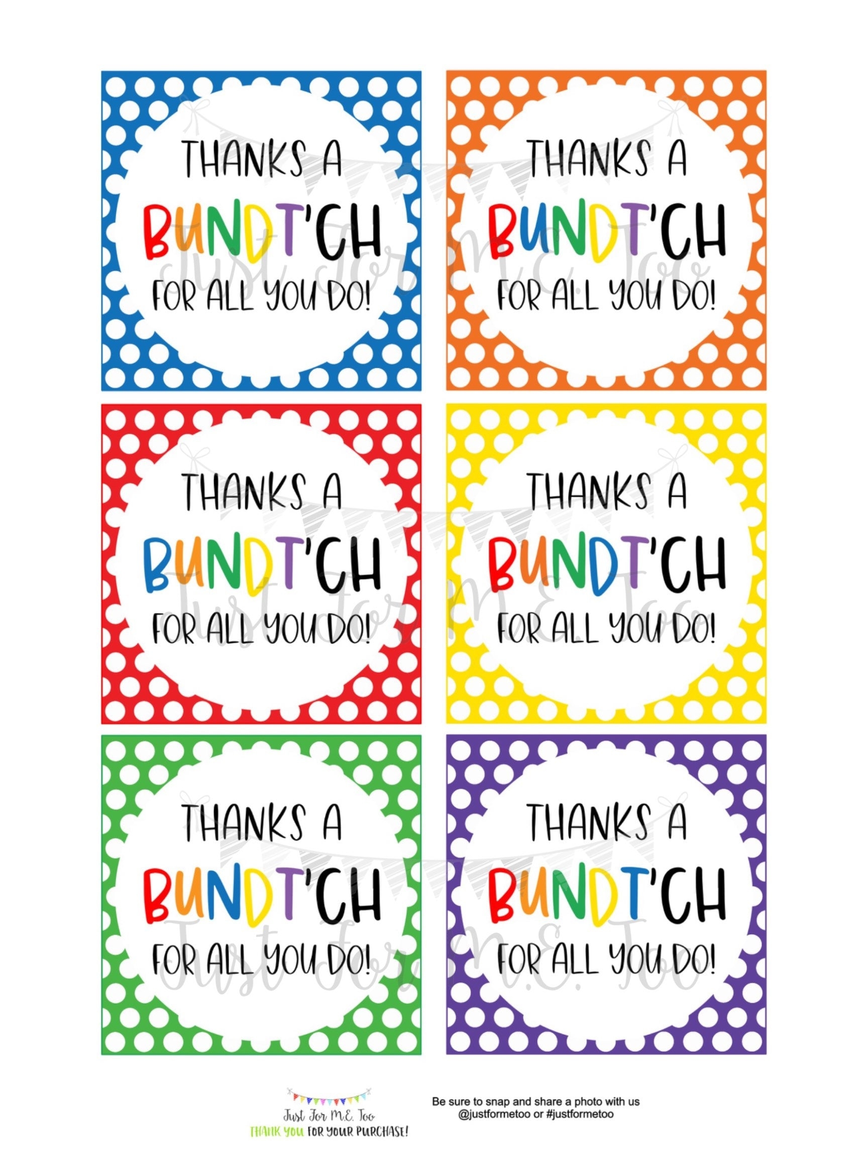 Thank You Printable Tags Instant Download Teacher Tags Square Gift Tag End Of School Teacher Gifts Thank You Tags Treats Bundt Cake