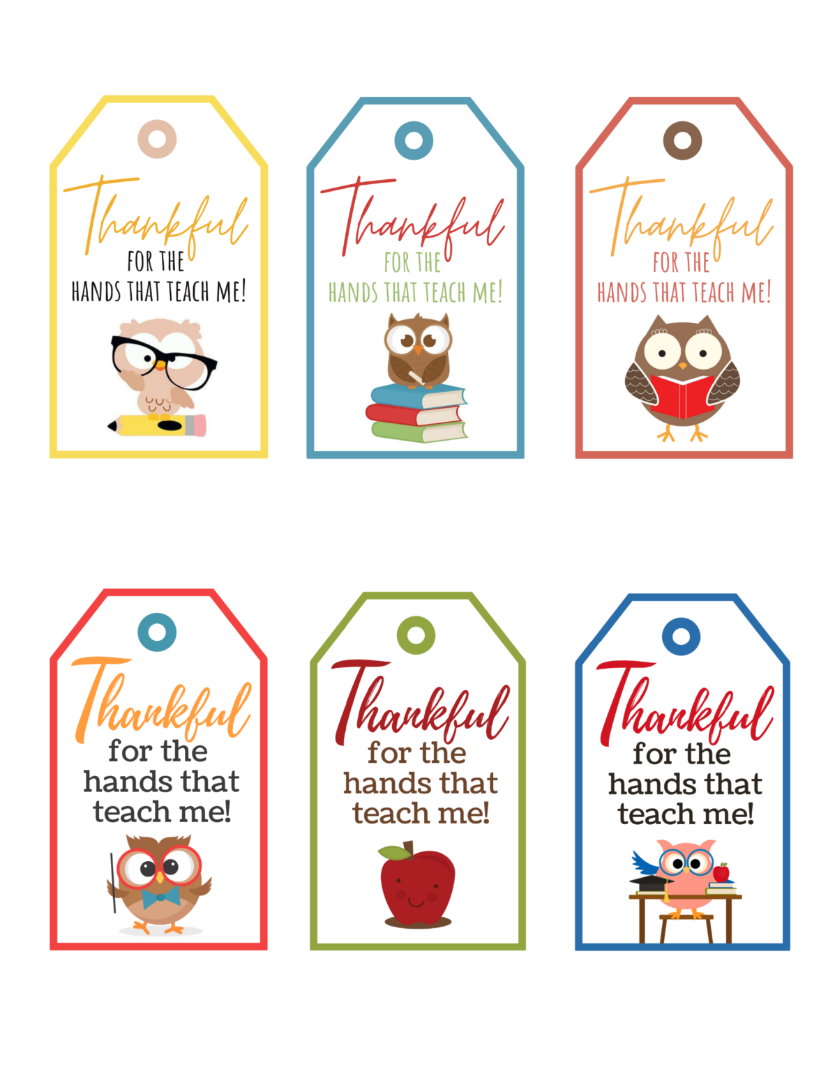 Thankful For The Hands That Teach Me Free Printable Gift Tags Teacher Gift Tags Free Printable Gift Tags Gift Tags Printable
