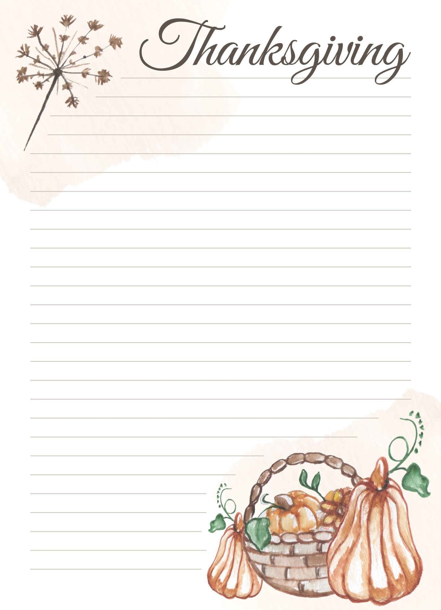 Thanksgiving Lined Paper Free Google Docs Template Free Printable Stationery Thanksgiving Planner Thanksgiving Note