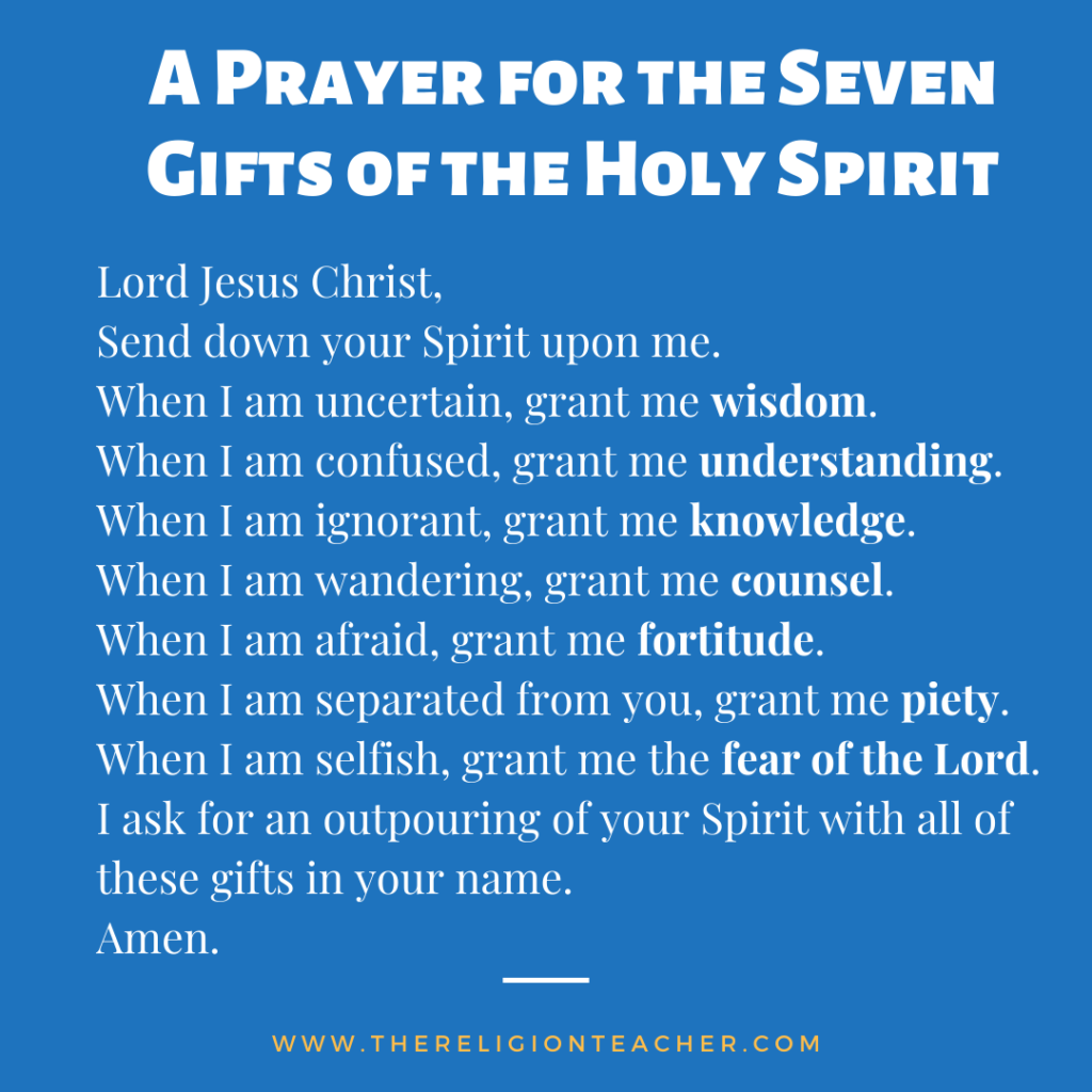 The 7 Gifts Of The Holy Spirit Lesson Plan Worksheet