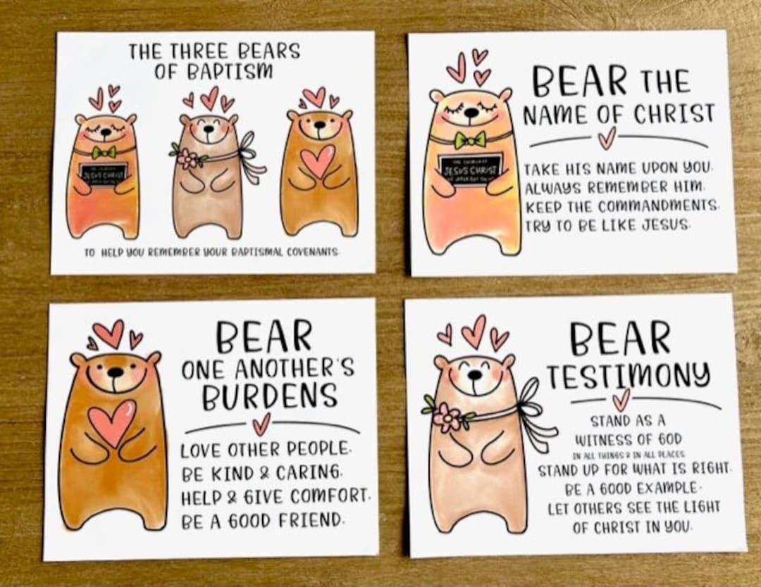 The Cutest Three Baptism Bears Printable For LDS Baptism Talk Perfect To Help Children Remember Their Baptismal Covenants Etsy