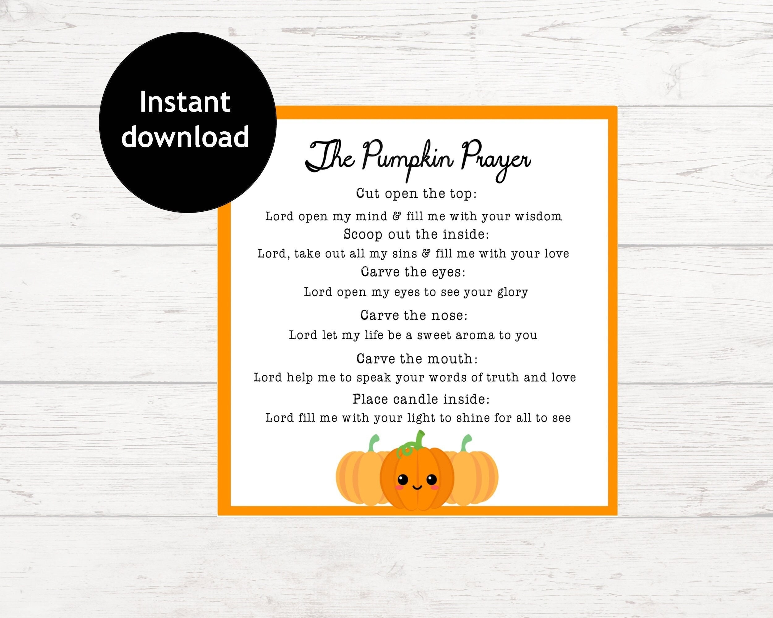 The Pumpkin Prayer Tag Printable Pumpkin Prayer Christian Pumpkin Prayer Tag Halloween Sunday School Activity Etsy