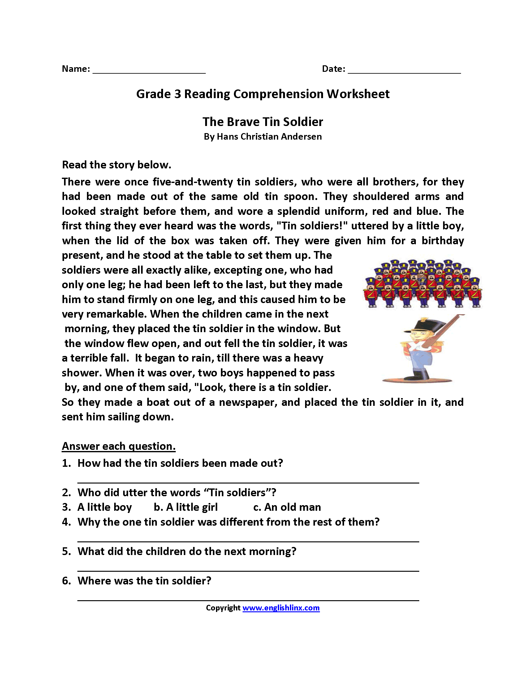 Third Grade Reading Worksheets Worksheets Library