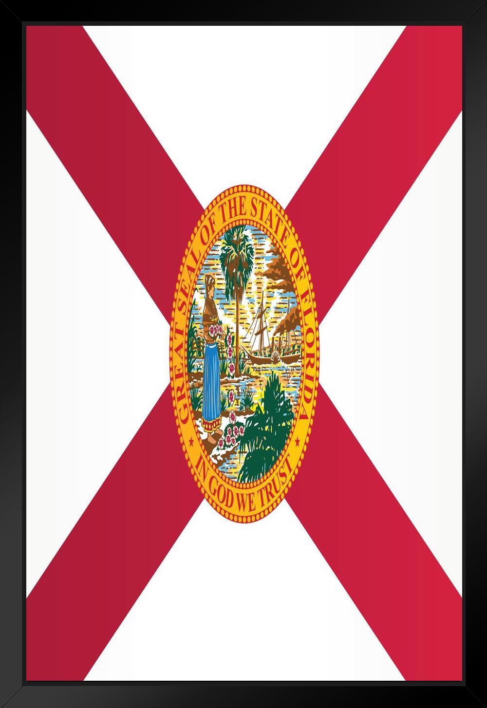 Trinx Florida State Flag Official Seal Of Florida In God We Trust Framed On Paper Print Wayfair