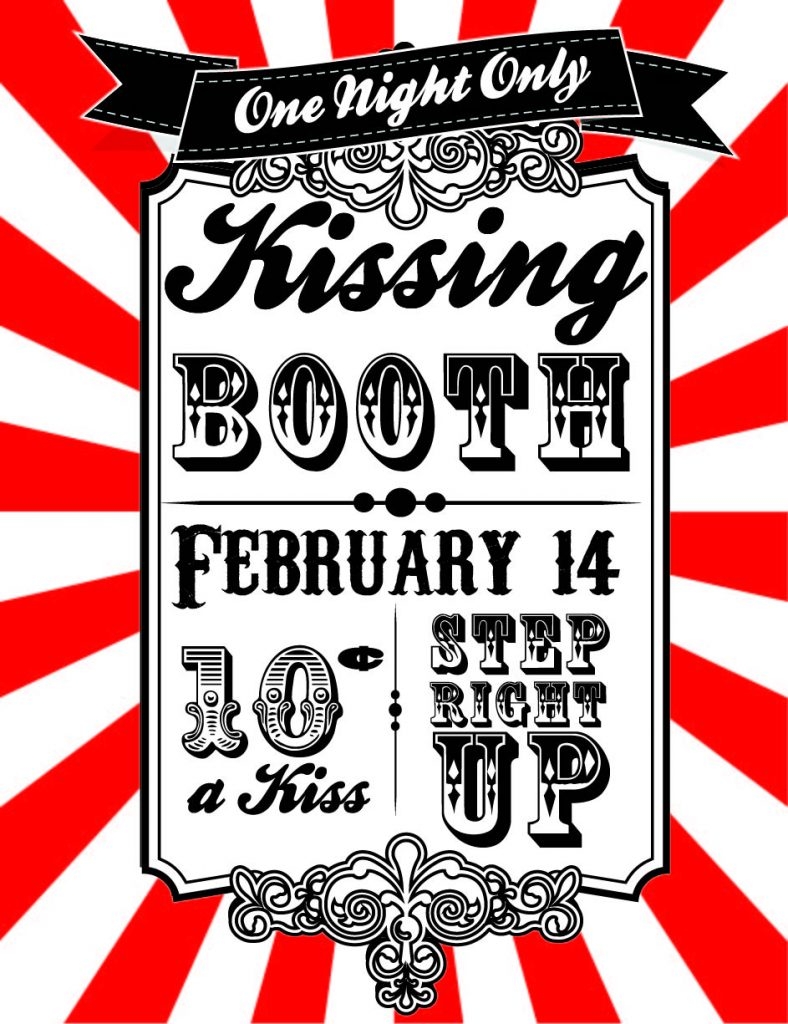 Valentine s Day Printable Vintage Kissing Booth Poster