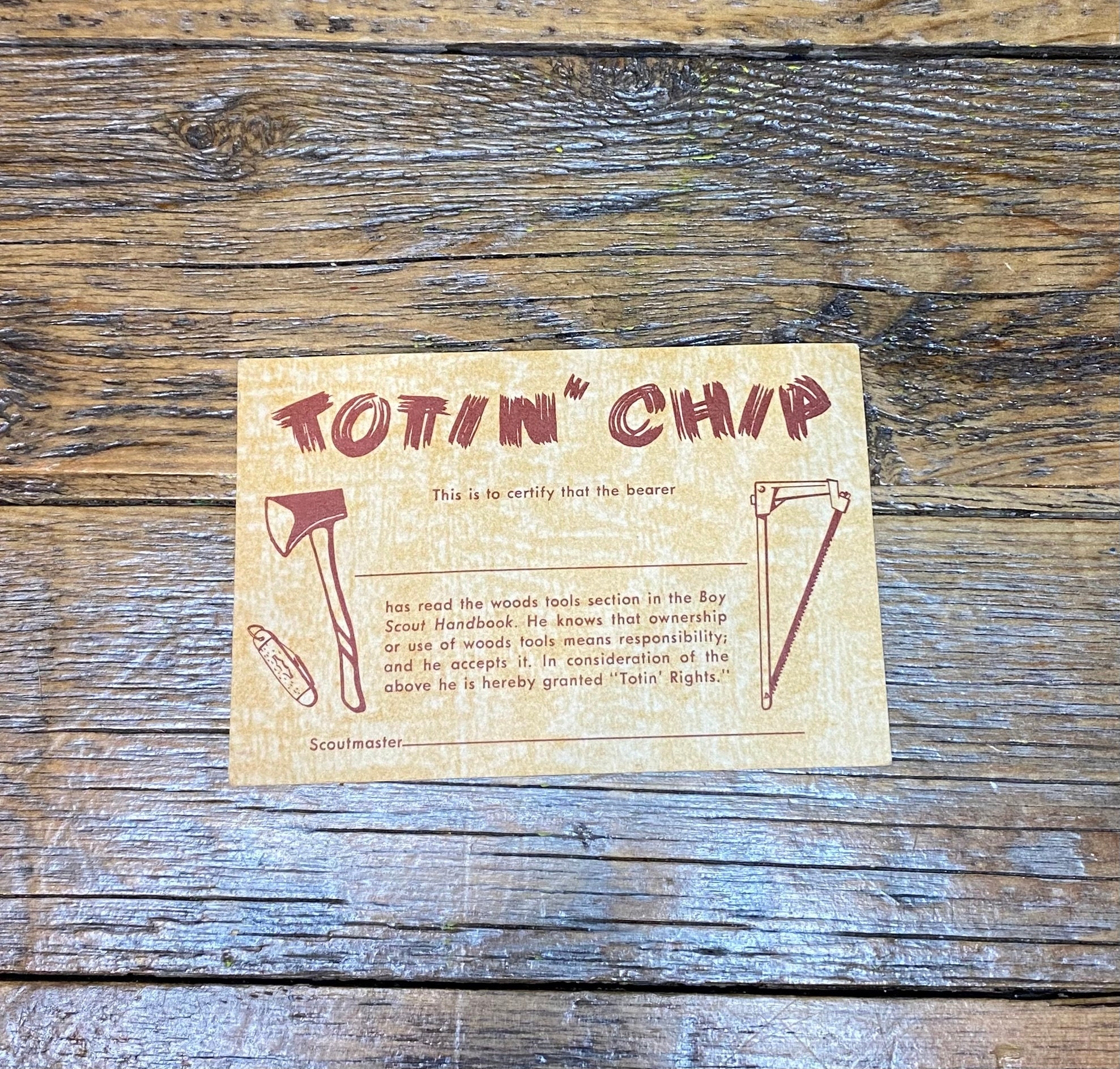 Vintage Totin Chip Boy Scouts Collectible Memorabilia Blank Etsy Canada