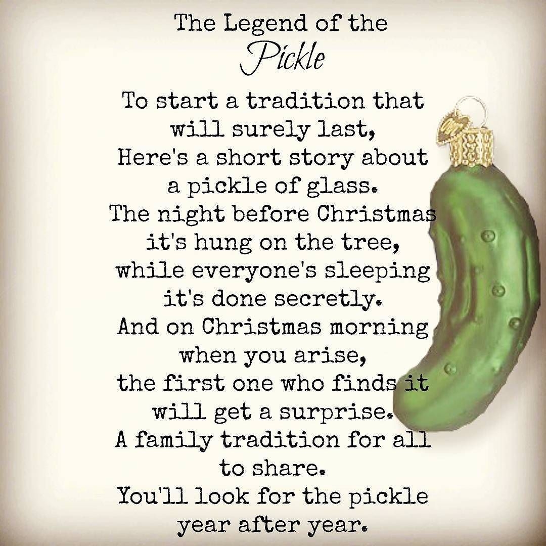 Vintage Treasures Ornaments On Instagram Legend Of The Pickle A Great Way To Get Everyone To Loo Christmas Pickle Christmas Poems Christmas Pickle Ornament