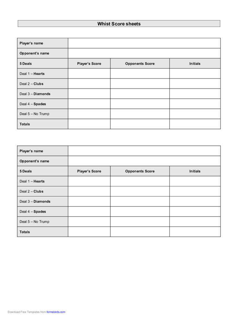 Whist Score Sheet Template Edit Fill Sign Online Handypdf