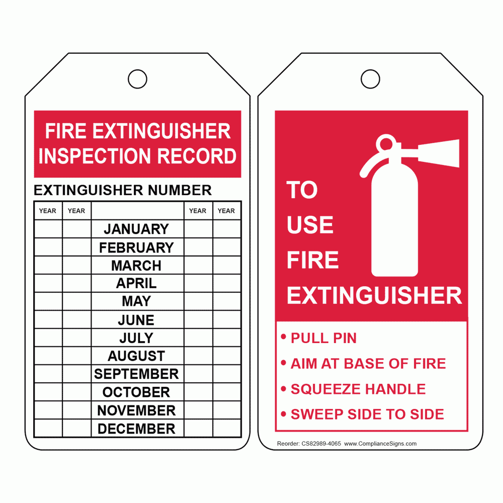 White Fire Extinguisher Inspection How To Safety Tags