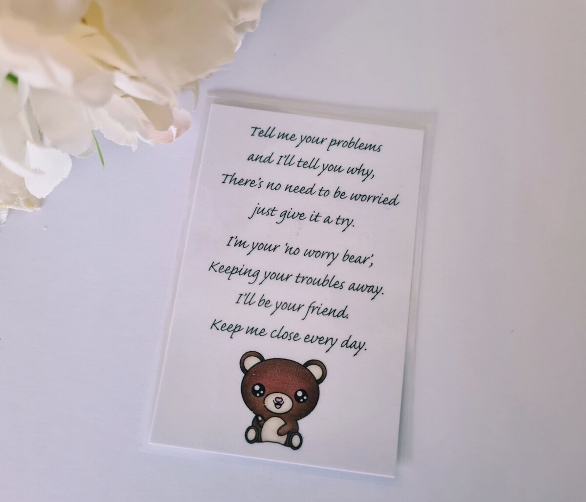 Worry Bear Poem Anxiety Laminated Card Keepsake Credit Card Sized 1 Provided EBay