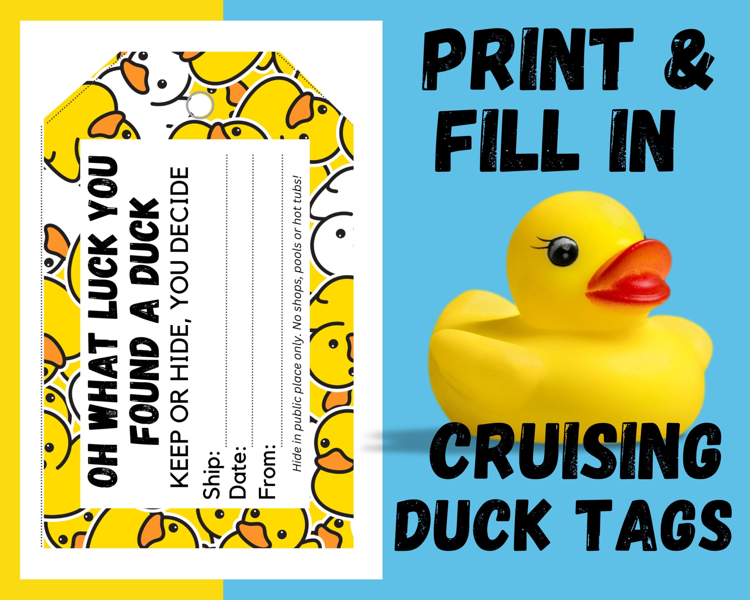 Yellow Rubber Duck Tags Cruising Ducks Rubber Duck Tag Cruising Duck Game Tags Editable Details Printable Cruise Printables Etsy