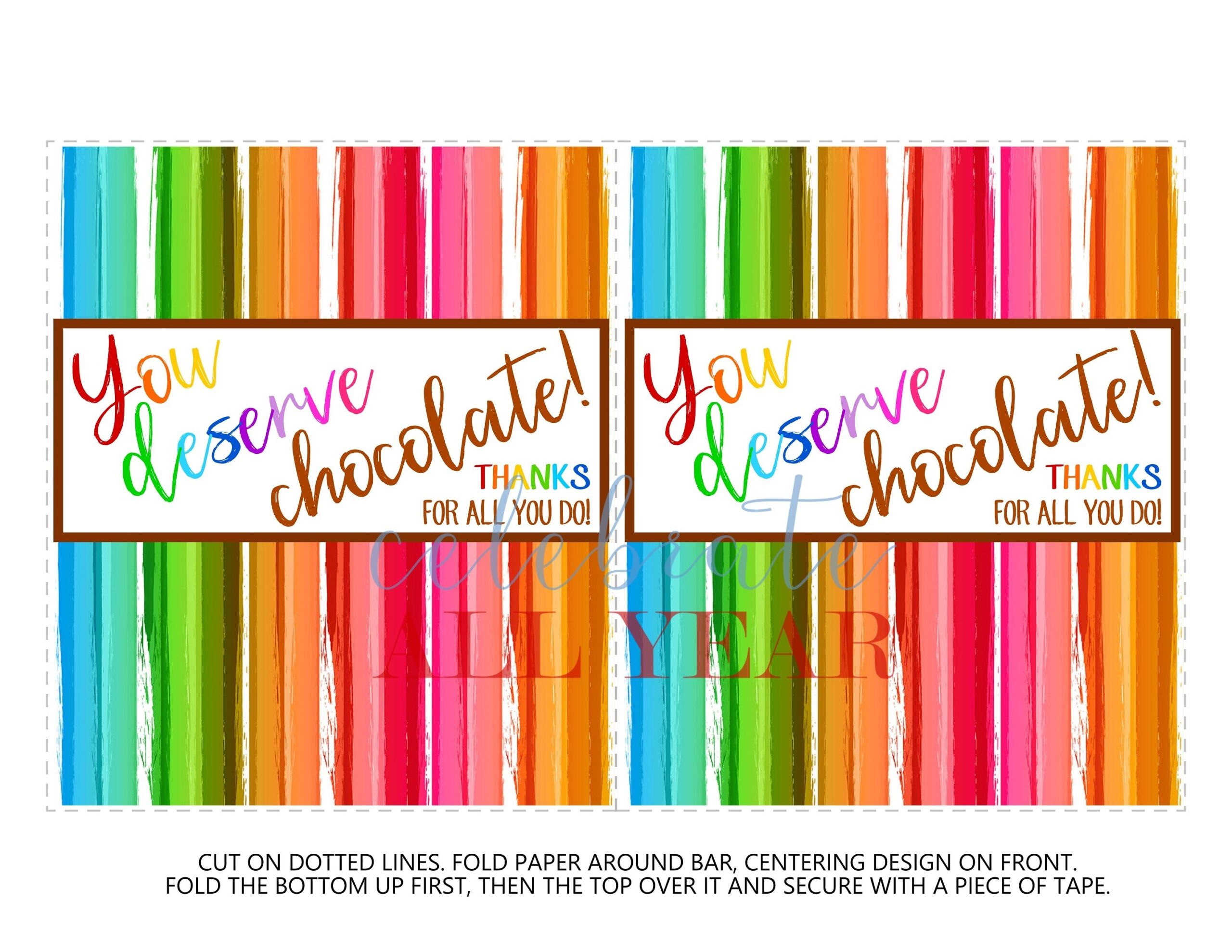 Free Printable Thank You Candy Bar Wrappers