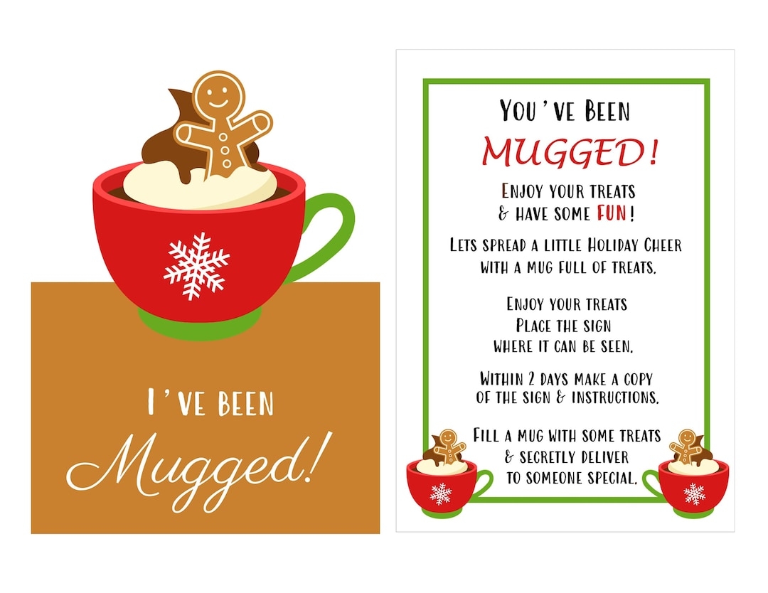 You ve Been Mugged Printable Instructions Sign And Treat Bag Tag I ve Been Mugged Etsy